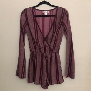 Band of Gypsies Maroon Long Sleeve Romper